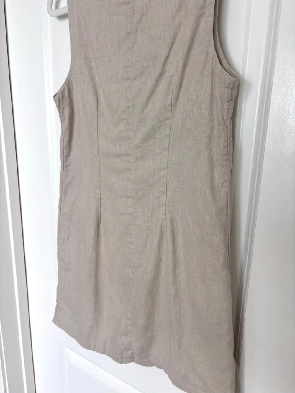Abercrombie Linen Vest Dress Cotton Neutral Button Front Minimalist Size Small - Picture 9 of 10